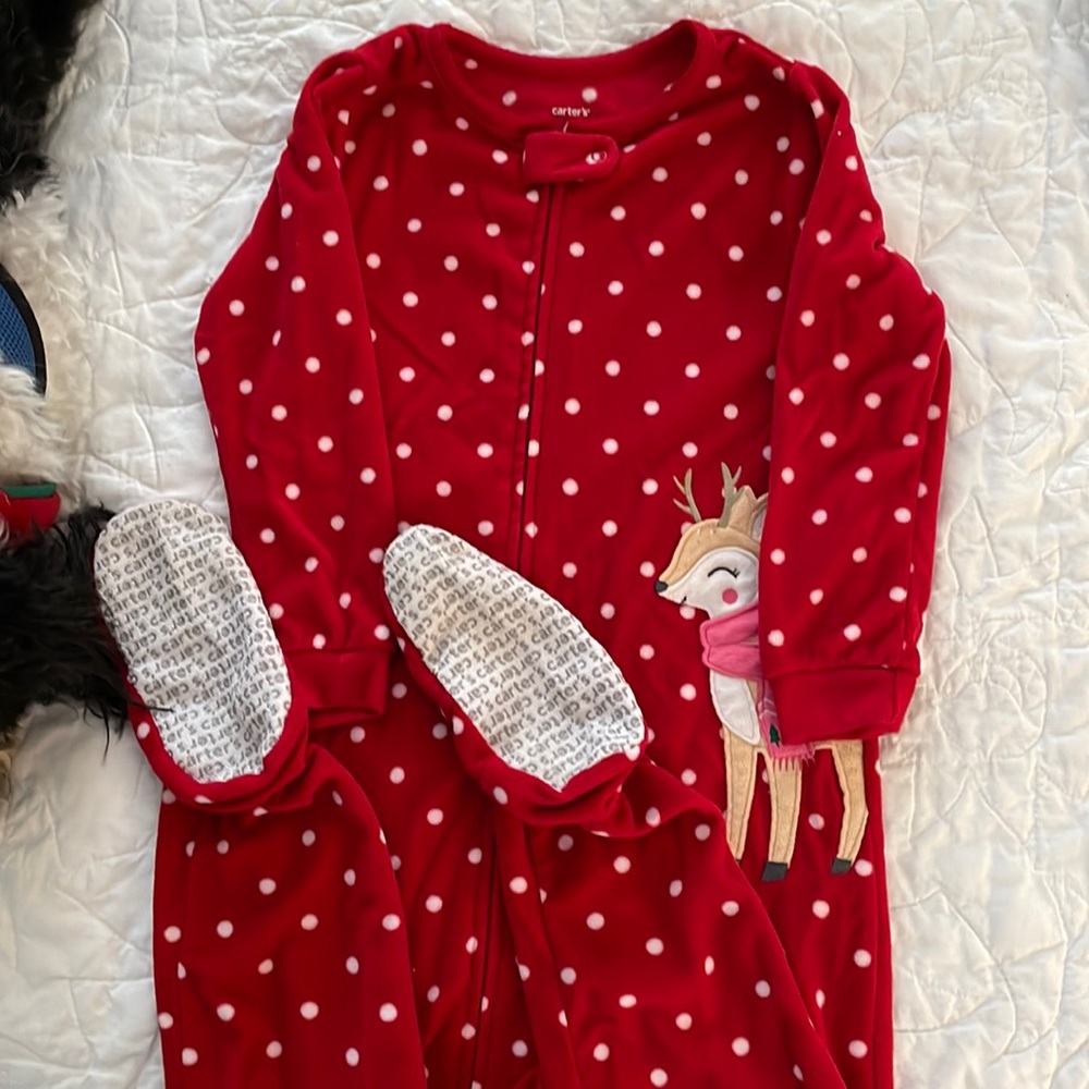Holiday Fleece Footed Pajamas VGUC 4T